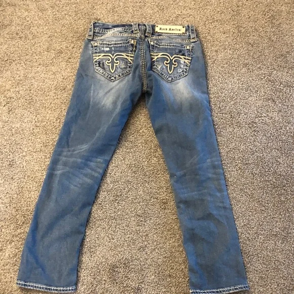 Rock Revival Women’s Slim Jeans in Blue with Distressed Details - Picture 3 of 5